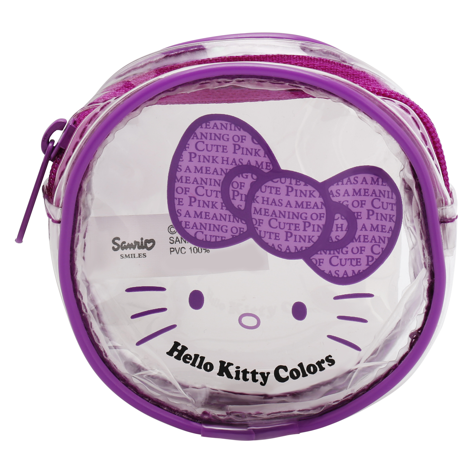 Hello Kitty Zip Closure Vinyl Coin Purse, Clear/Purple