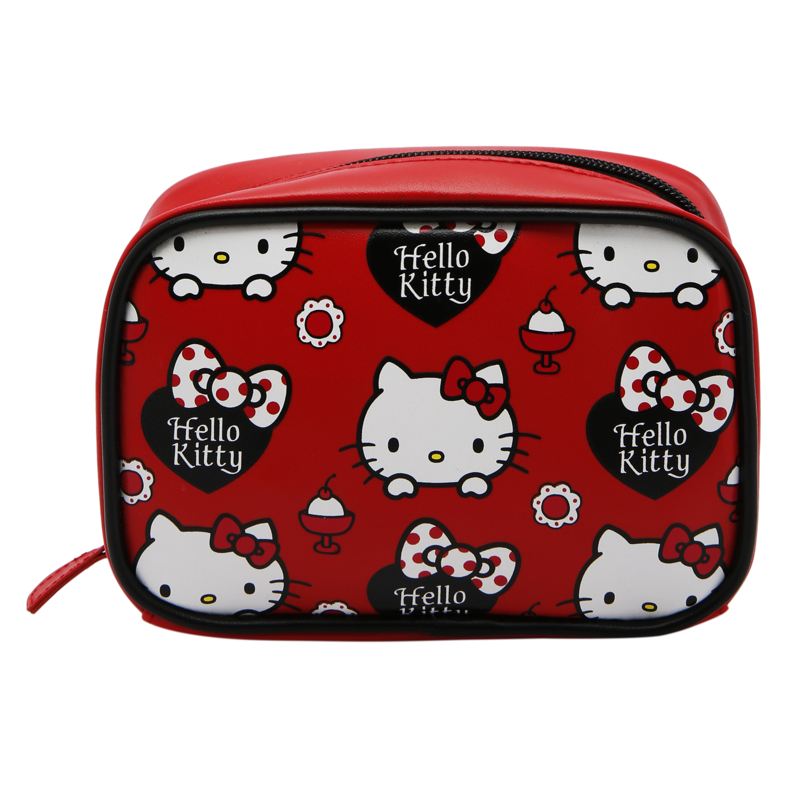 Hello Kitty Top Zip Closure Ribbon Pouch, Travel Pouch, Accessories Pouch, Red